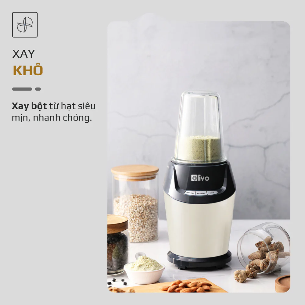 Combo Máy Xay Sinh Tố OLIVO MB1000 - Dao S3,Chế Biến Dễ Dàng, Nhanh Gọn