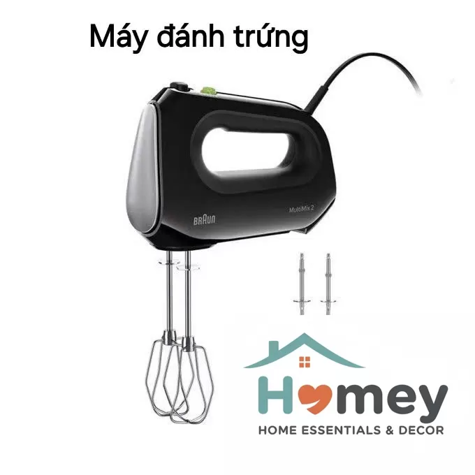 Máy đánh trứng Braun HM2110BK đa tốc độ: công suất mạnh 300W, đánh nhuyễn nhanh chóng