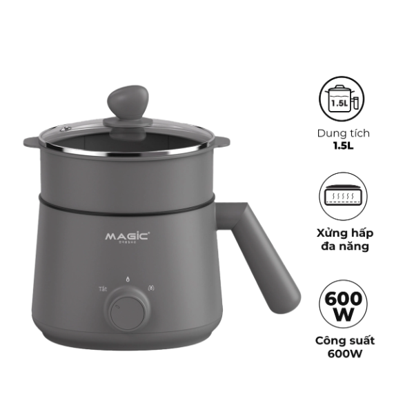 Nồi lẩu đa năng magic a-041 1.5l – công suất 600w – lòng nồi chống dính – nấu lẩu, chiên, xào, hấp tiện lợi