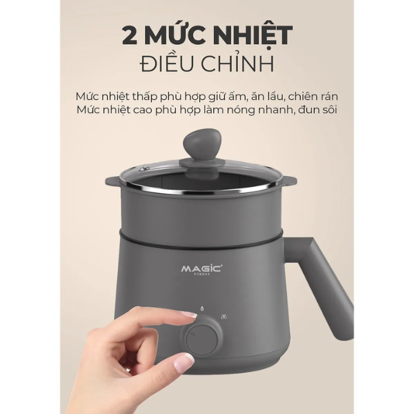 Nồi lẩu đa năng magic a-041 1.5l – công suất 600w – lòng nồi chống dính – nấu lẩu, chiên, xào, hấp tiện lợi